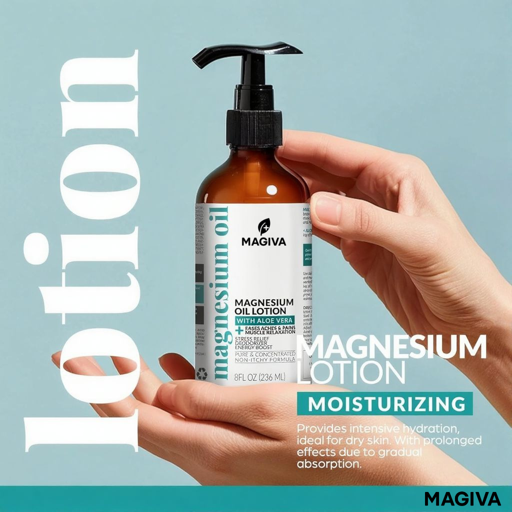 Magiva Magnesium Oil Spray (12 oz) + Body Massage Lotion Set 8oz