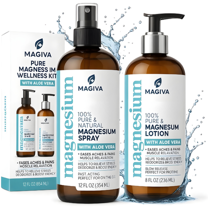 Magiva Magnesium Oil Spray (12 oz) + Body Massage Lotion Set 8oz